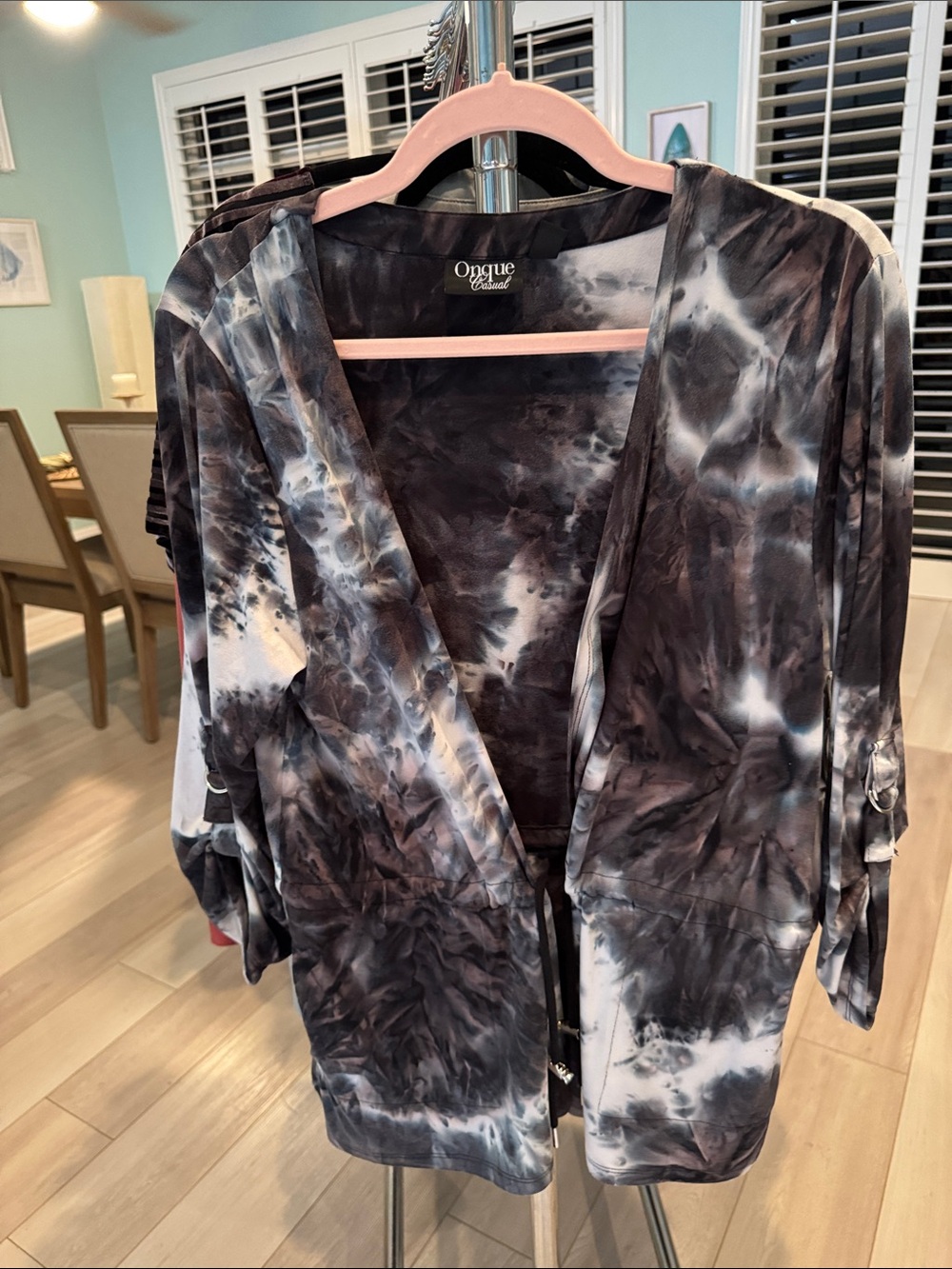 Casual Women's Tie-Dye Open Cardigan - Black & White